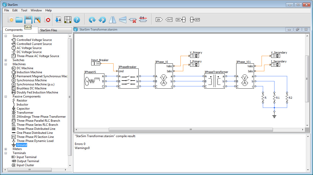 starsim transformer inrush test model.jpg